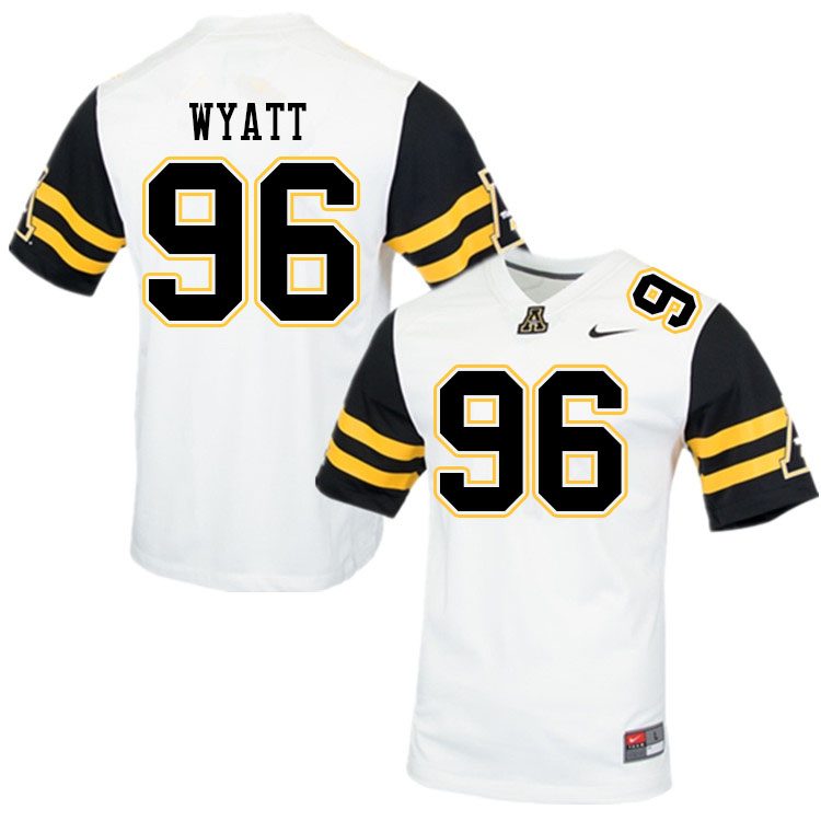 Men #96 Josiah Wyatt Appalachian State Mountaineers College Football Jerseys Sale-White